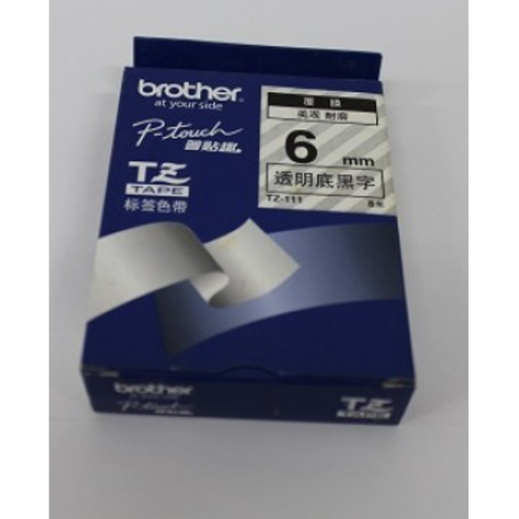 CLEARANCE - BROTHER LABEL TAPE 6MM BLACK ON CLEAR